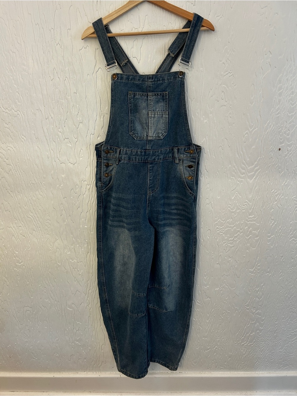 Denim Barrel LegOveralls Blue Large Relaxed Casual Cotton Fall Autumn 90s Grunge